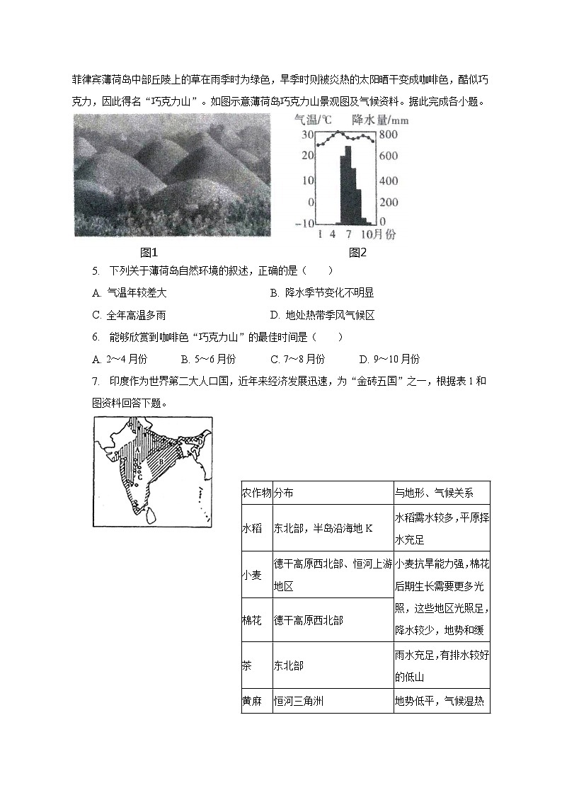 2022-2023学年安徽省宿州市七年级(下)期中地理试卷(含解析)第2页
