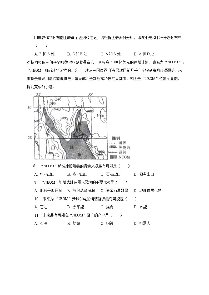 2022-2023学年安徽省宿州市七年级(下)期中地理试卷(含解析)第3页
