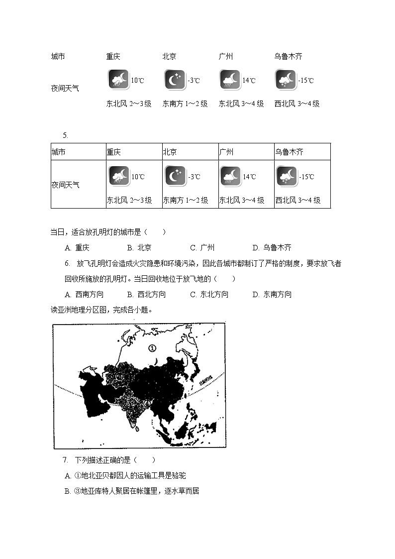2023年云南省昆明市西山区中考地理一模试卷(含解析)02