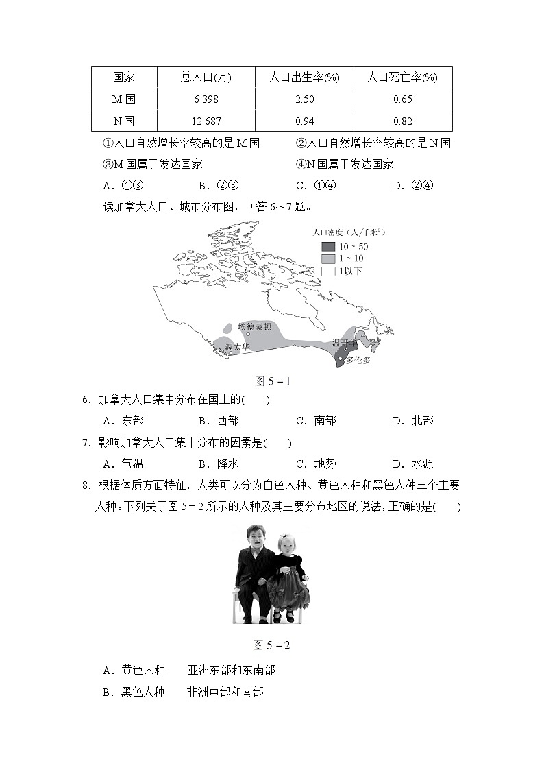 人教版地理七年級上第四、五章達(dá)標(biāo)測試卷第2頁