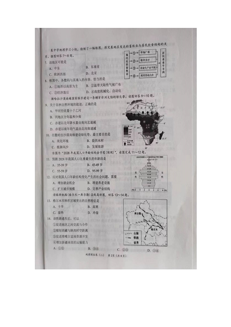 2023年湖南省岳阳市中考二模地理试题02