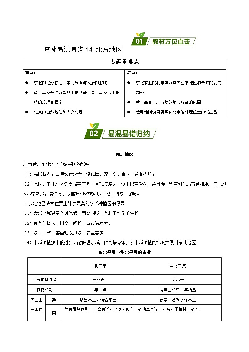 易错点14 北方地区(原卷版)第1页