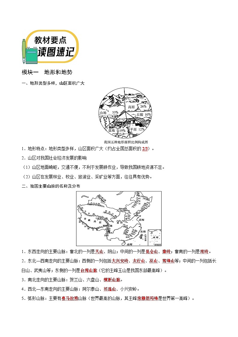 专题十五 中国地形、地势与气候——2023年会考地理考前教材梳理必背知识第2页
