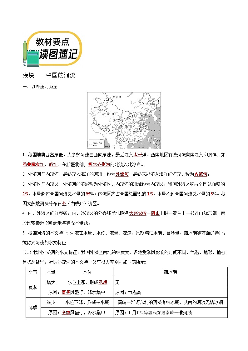 专题十六 中国的河流、自然灾害——2023年会考地理考前教材梳理必背知识第2页