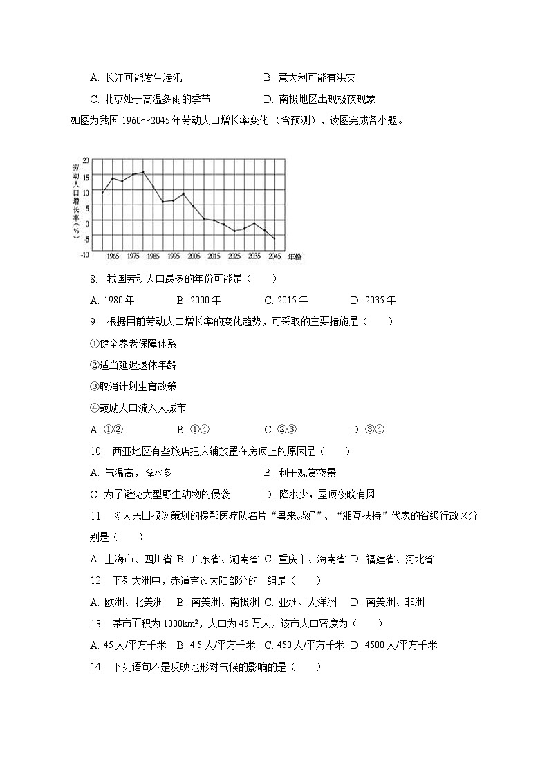 2022-2023學(xué)年湖南省湘西州花垣縣華鑫教育集團八年級(下)期中地理試卷(含解析)第2頁