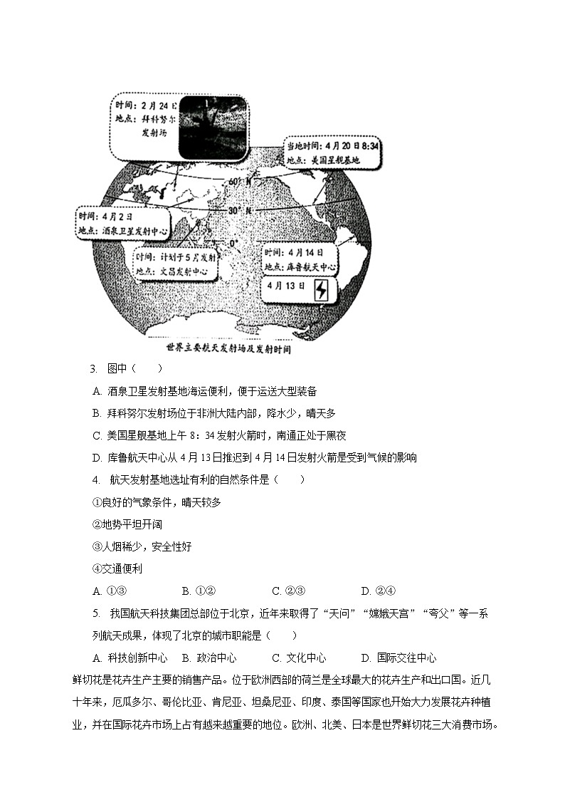 2023年江苏省南通市市区部分学校中考地理三模试卷(含解析)02