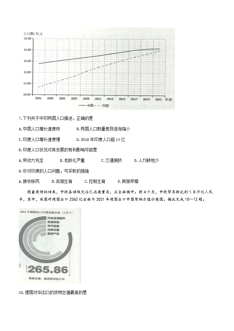 山西省晋城市阳城县2022-2023学年七年级下学期期末地理试题(含答案)03