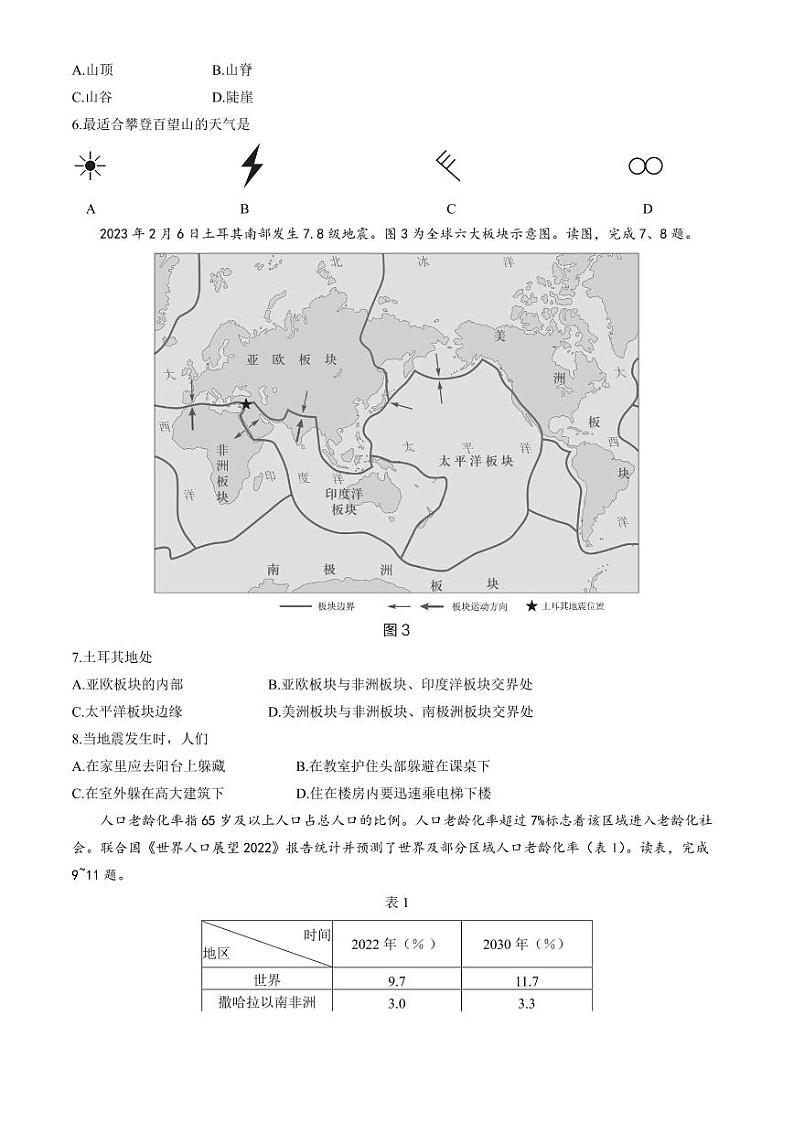 北京市海淀区2022-2023七年级初一下学期期末地理试卷+答案第2页