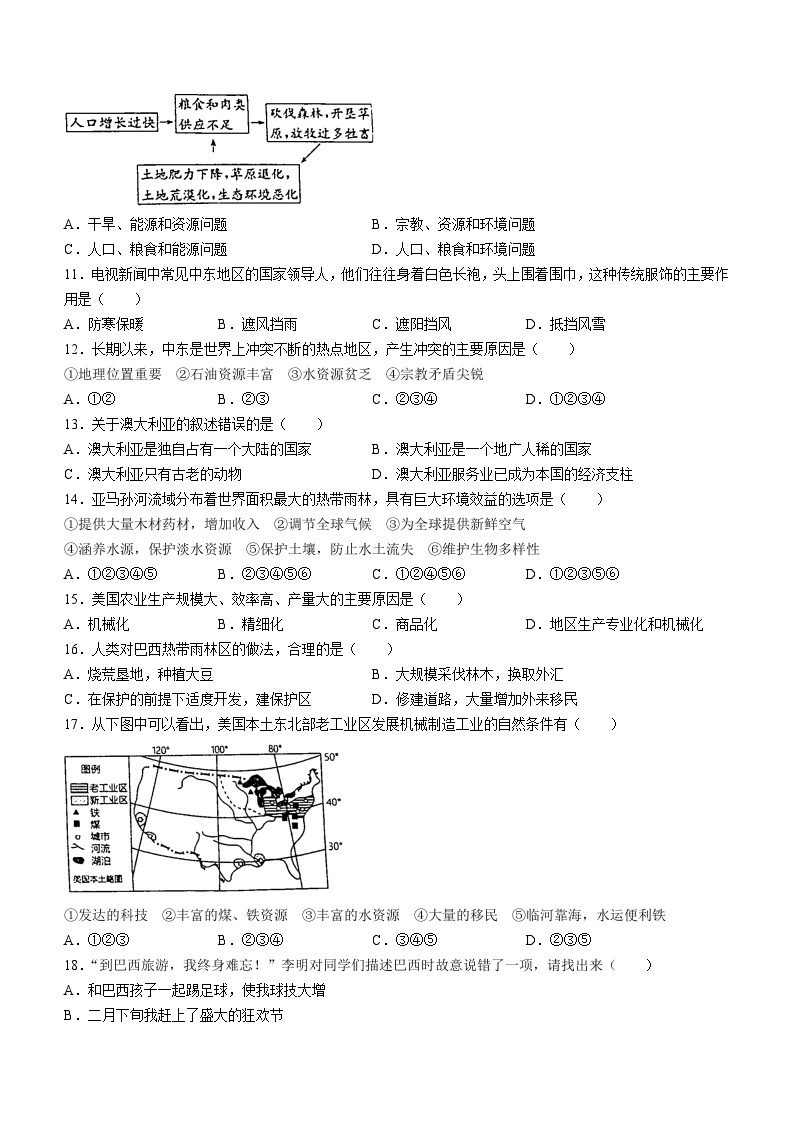 吉林省长春市榆树市2022-2023学年七年级下学期期末地理试题（含答案）02