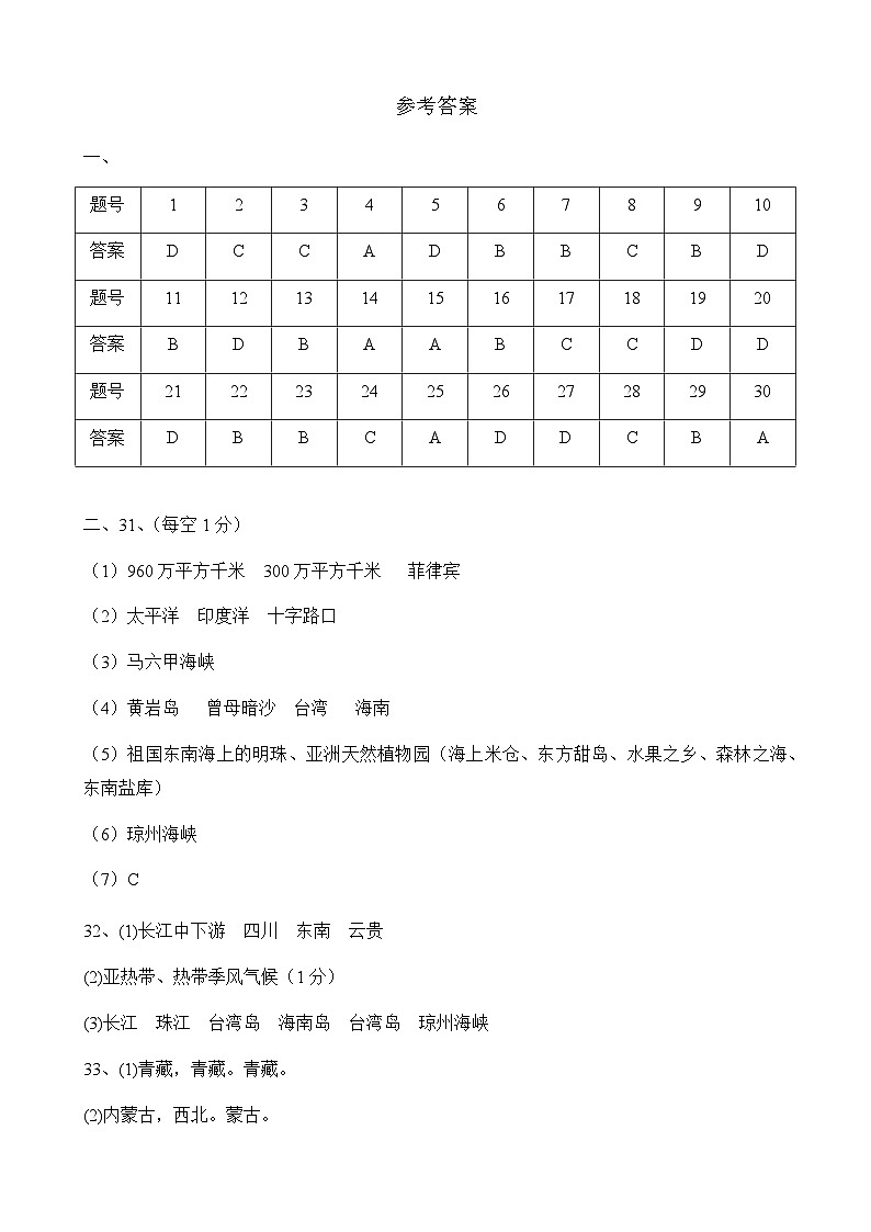 黑龙江省安达市老虎岗镇文化中学2022-2023学年八年级下学期期末地理试题(含答案)01