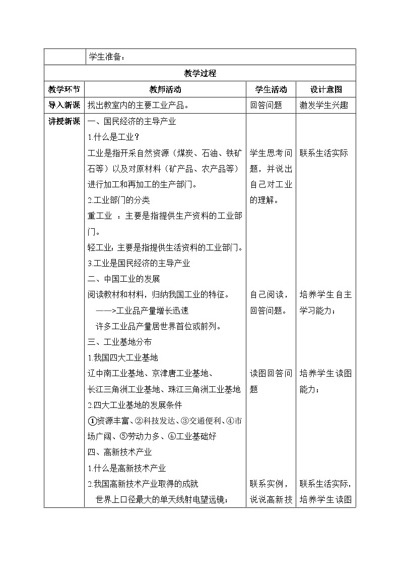 【核心素养】湘教版初中地理 八年级上册 4.2《工业》教案02