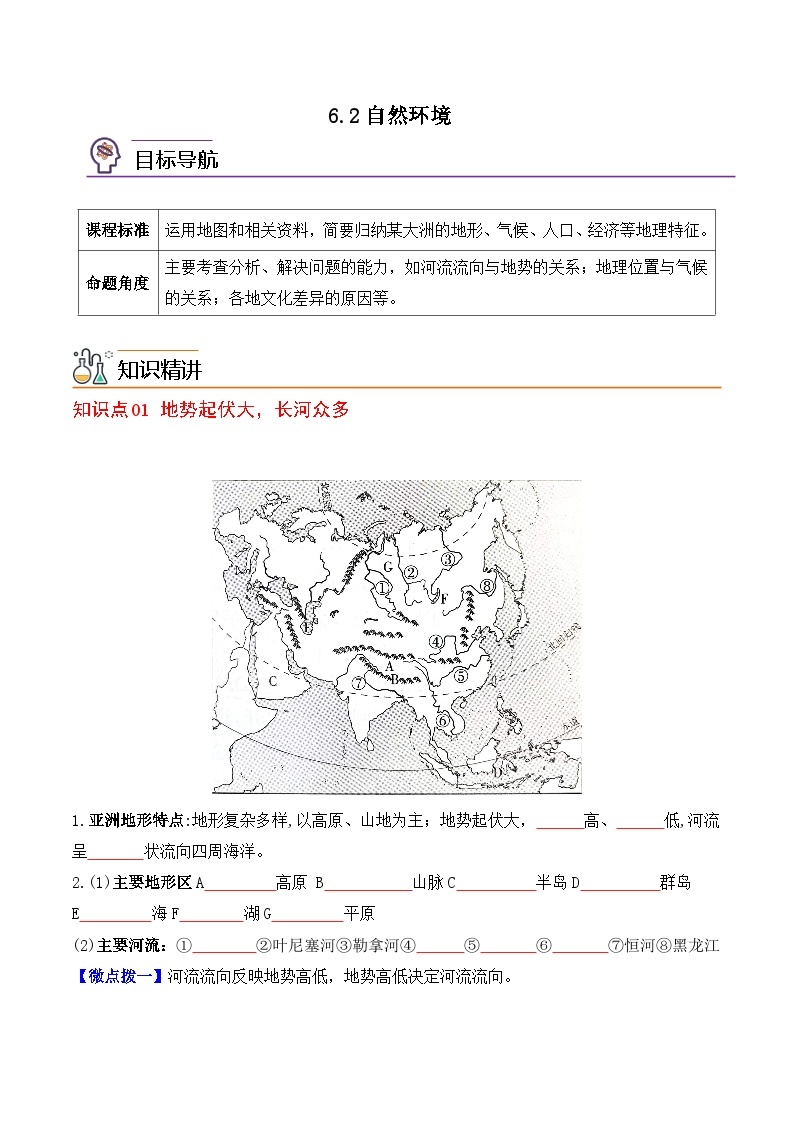 【同步讲义】人教版地理七年级下册-6.2《自然环境》讲义01