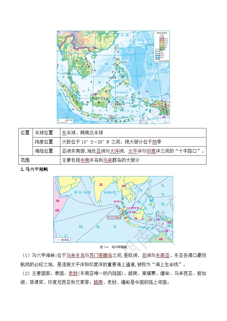 【同步讲义】人教版地理七年级下册-7.2《东南亚》讲义【教师版】第2页