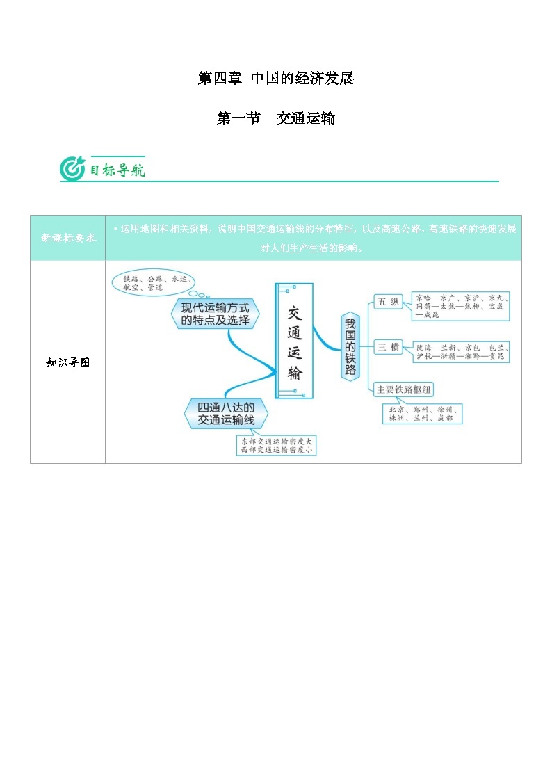 【同步讲义】人教版地理八年级上册-8.4.1《交通运输》讲义01