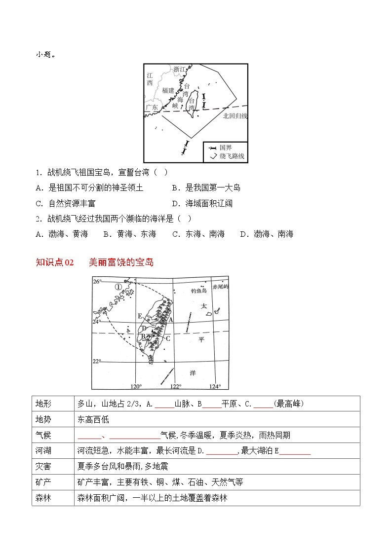 【同步讲义】人教版地理八年级下册-7.4祖国的神圣领土——台湾省 讲义02