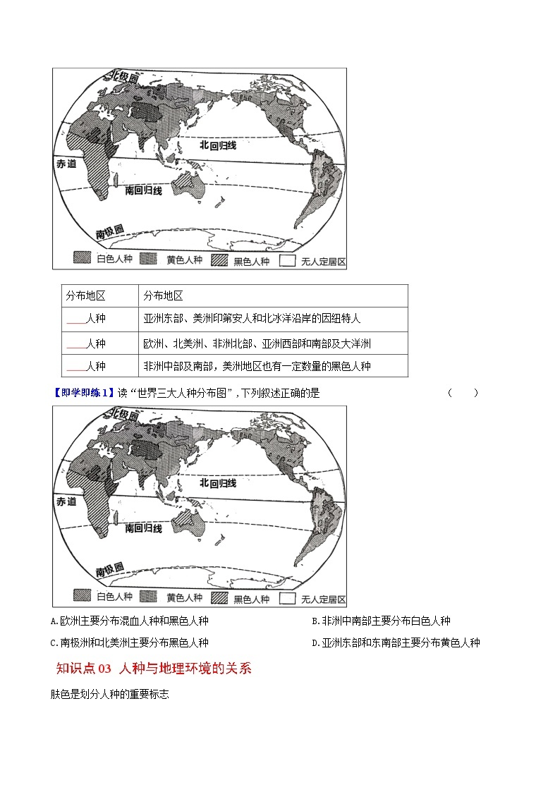 【同步讲义】湘教版地理七年级上册--3.2《世界的人种》讲义02