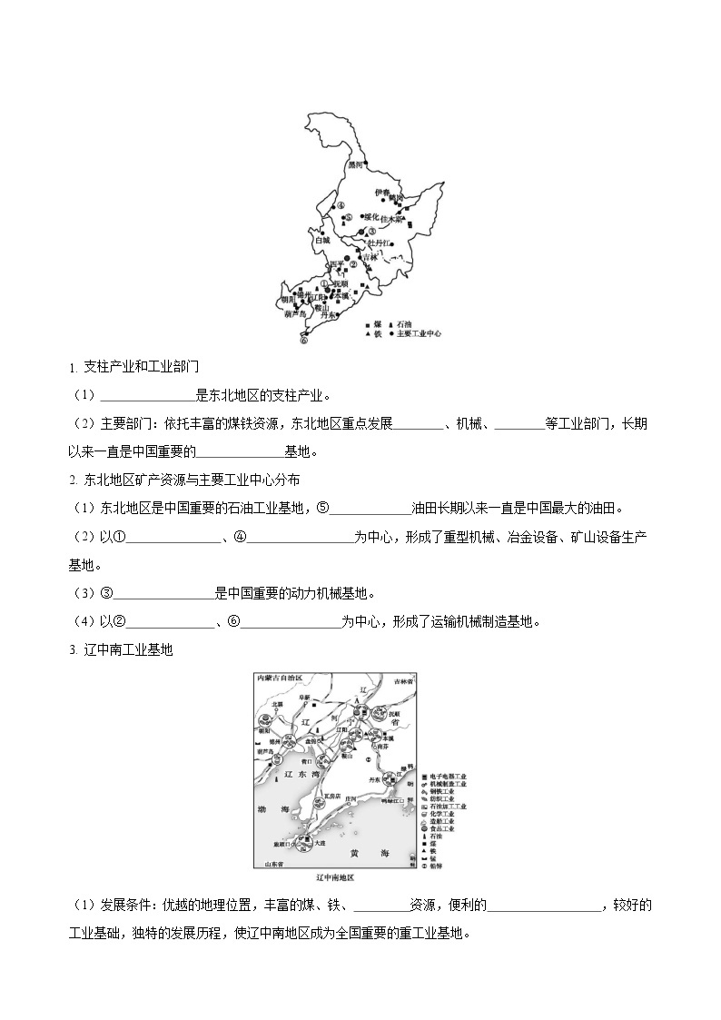 【同步讲义】湘教版地理八年级下册--6.3  东北地区的产业分布 讲义02
