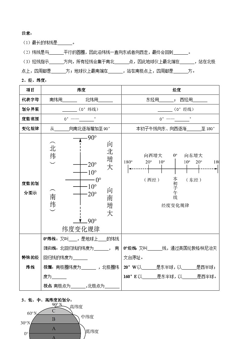 第一章 地球和地图(考点梳理卷)-七年级地理上册单元考点梳理分层卷(中图·北京版)03