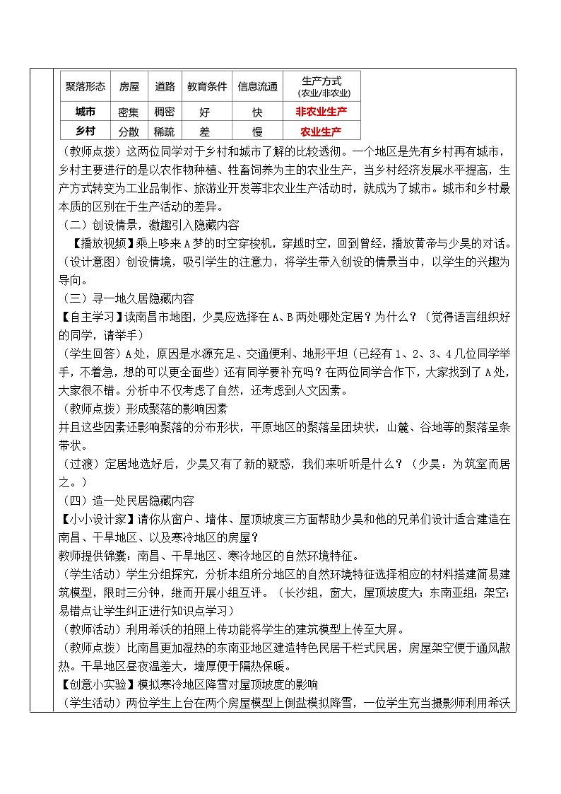 人教版七年級上冊4.3《人類的聚居地——聚落》教學設計第2頁