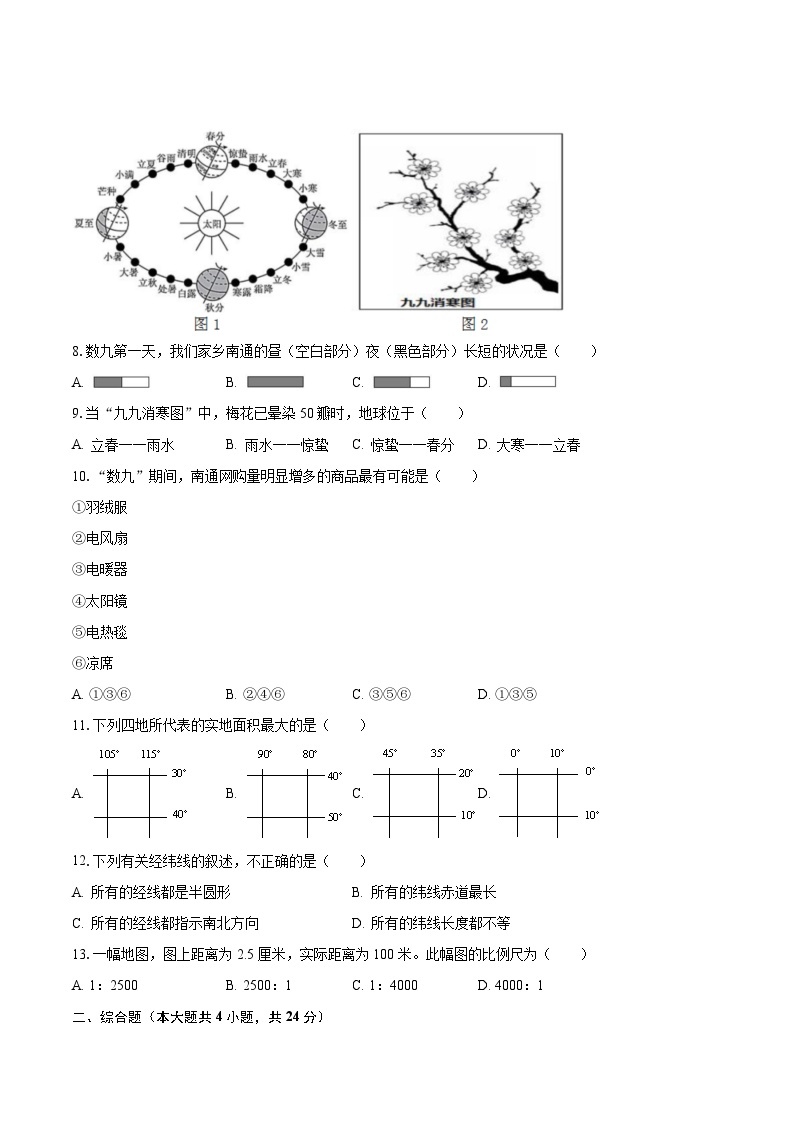 2023-2024学年江苏省南通市海安市曲塘片七年级（上）月考地理试卷（10月份）（含解析）03