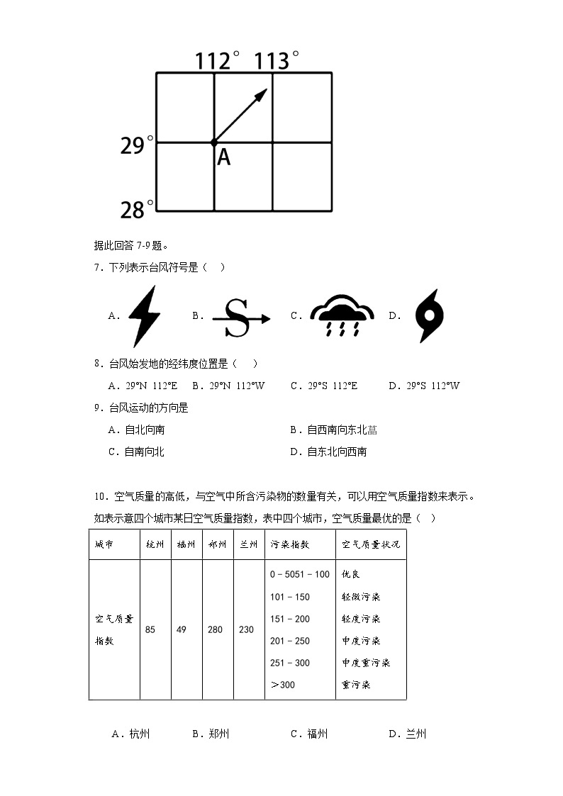 3.1多变的天气随堂练习-鲁教版（五四学制）地理六年级上册03