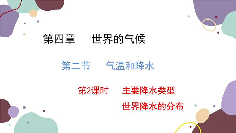 湘教版地理七年级上册 第四章 第二节 第二课时 主要降水类型 世界降水的分布课件01