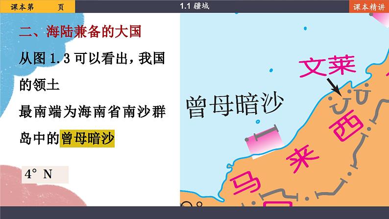 人教版地理八年级上册 1.1疆域课件第7页
