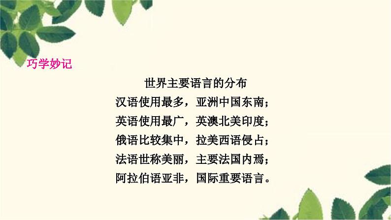 人教版地理七年级上册 第四章 居民与聚落第二节 世界的语言和宗教课件第3页