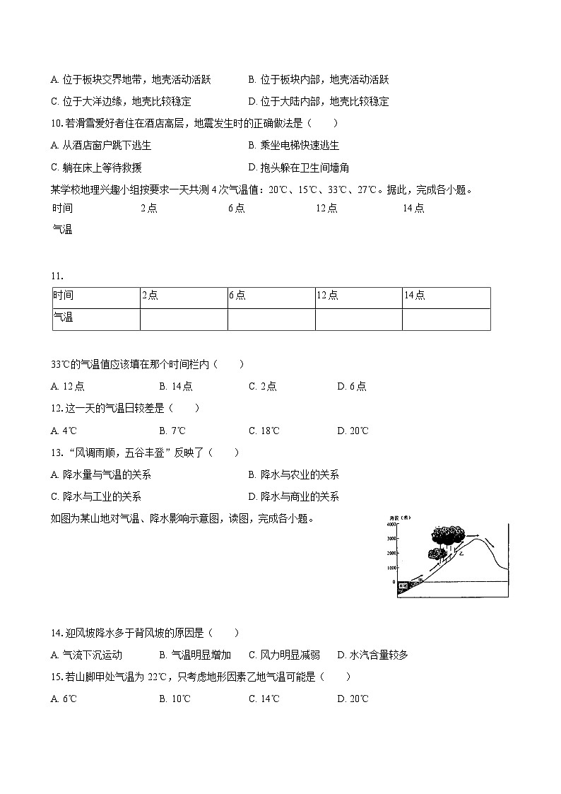 2022-2023学年河南省信阳市淮滨县七年级(上)期末地理试卷(含详细答案解析)第3页