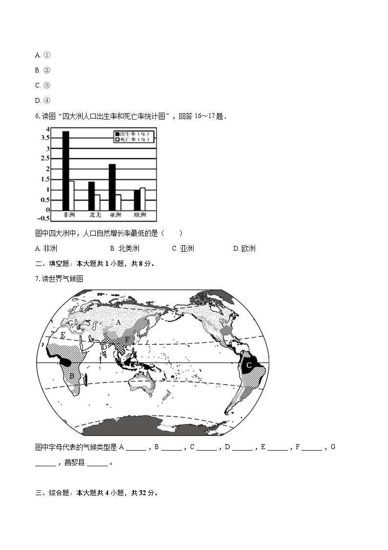 2022-2023学年河北省秦皇岛市昌黎县七年级（上）期末地理试卷(含详细答案解析)02