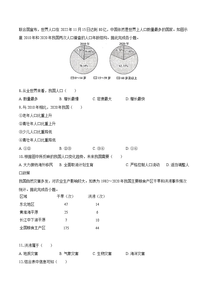 2022-2023学年河北省唐山市八年级(上)期末地理试卷(含详细答案解析)第3页
