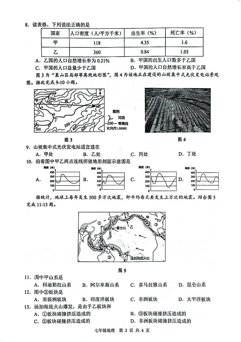 安徽省合肥市肥西县2023-2024学年七年级上学期期末考试地理试题第2页
