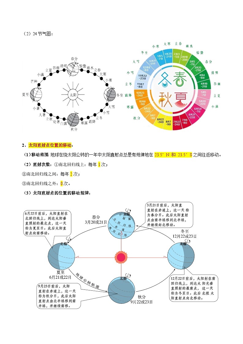 1.1 地球的自转和公转(第2课时)(早读背诵清单)-2024-2025学年八年级地理上册同步精品课件+早读背诵清单+分层练习(中图版)第2页