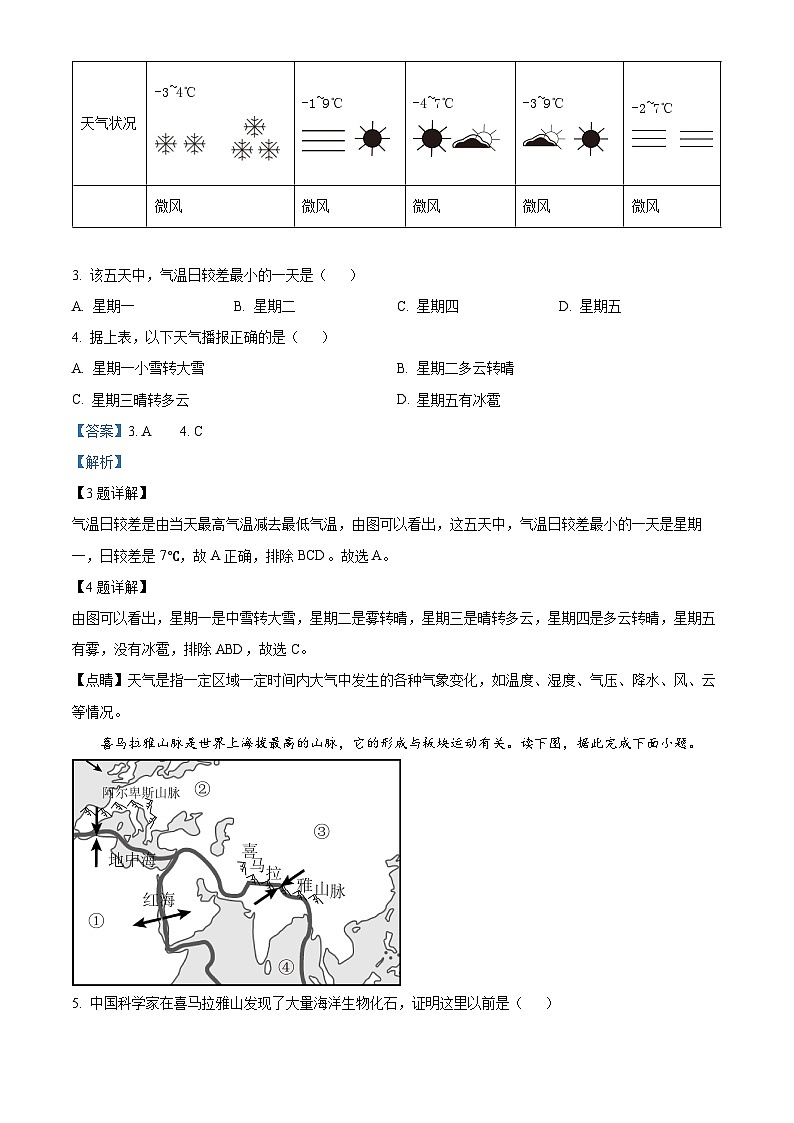 58,吉林省长春市新解放学校2023-2024学年七年级上学期期末地理试题02