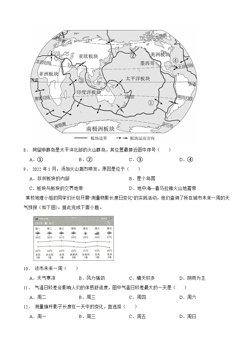 山东省菏泽市2024年七年级下学期开学考试地理试题含答案第3页