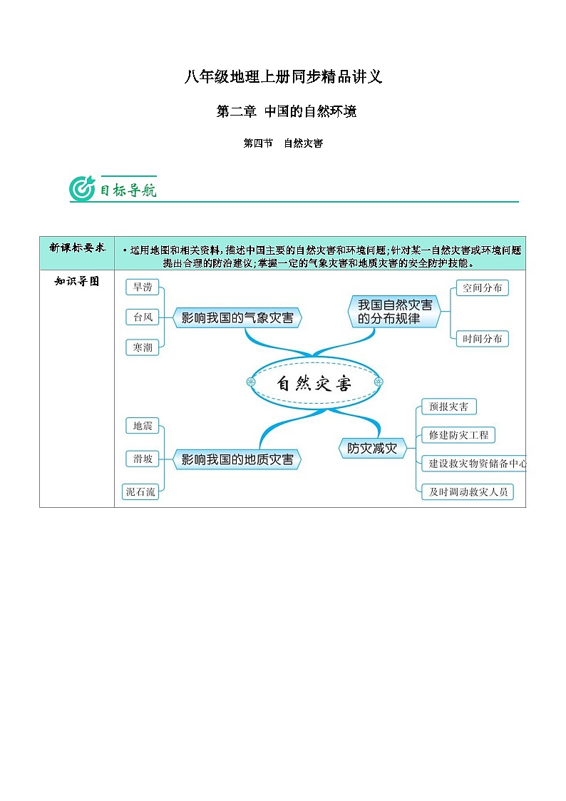 2.4 自然灾害-八年级地理上册同步精品讲义(人教版 )01