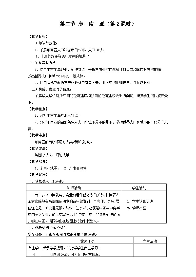 鲁教版(五四制)地理六年级下册 第七章第二节 东南亚 第二课时教案 (2)01