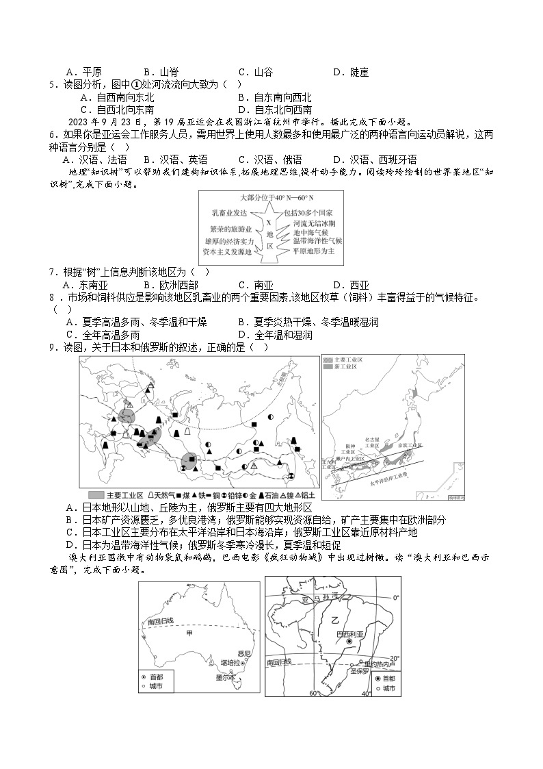 2024年初三中考第一次模拟考试试题：地理（吉林）（A4考试版）02