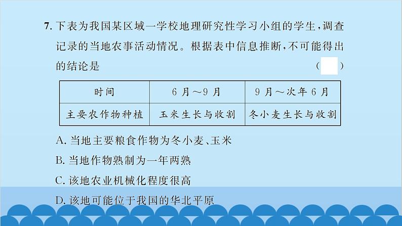 湘教版地理八年级上册 第4章 水平能力测试卷课件第6页