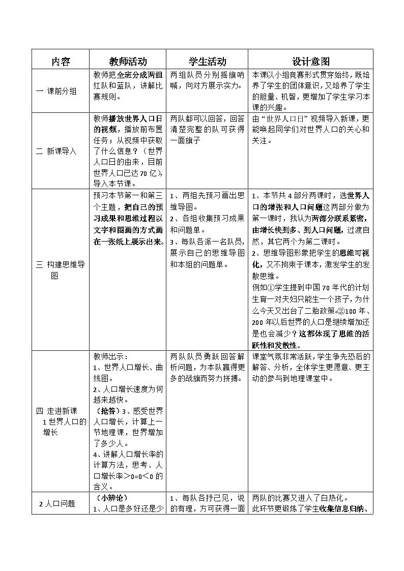 人教版地理七年级上册4.1人口与人种 第1课时教案第2页