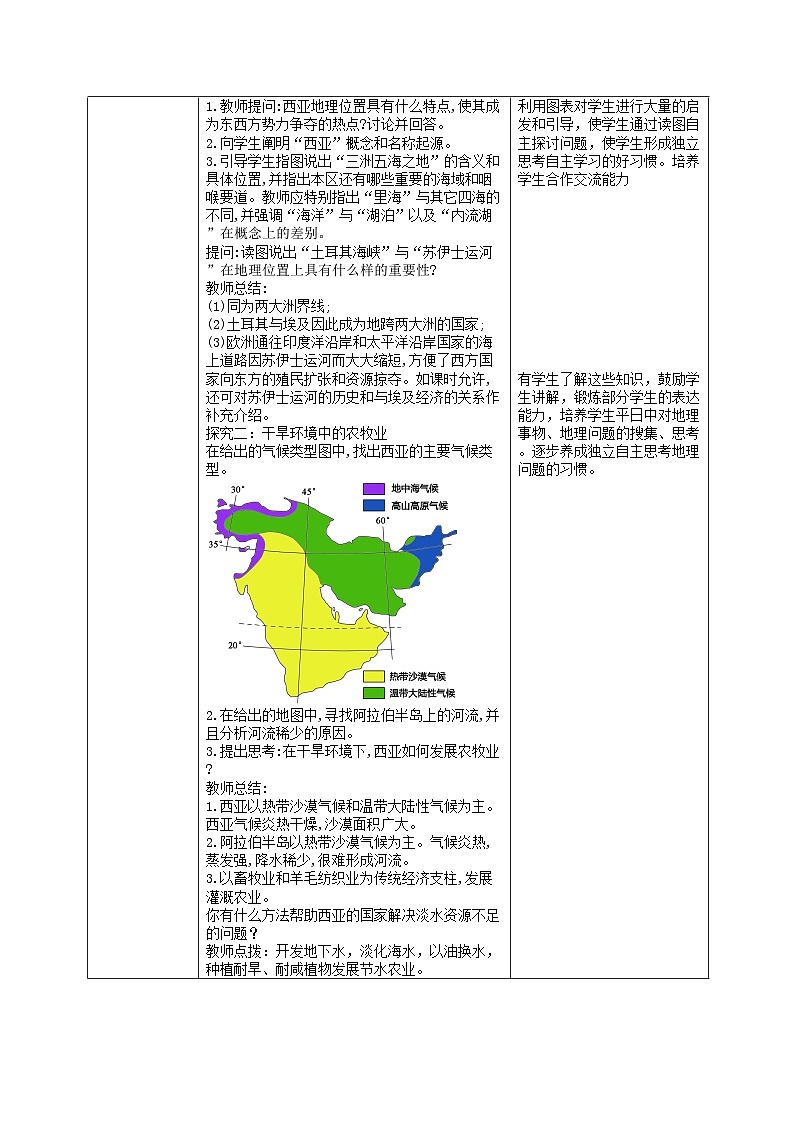 湘教版地理七年级下册 7.3西亚 教案2第2页