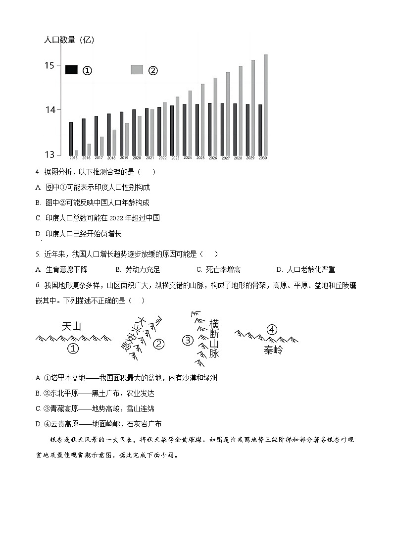 精品解析：湖南省益陽市赫山區(qū)箴言龍光橋?qū)W校2023-2024學年八年級下學期開學考試地理試題（原卷版）第2頁