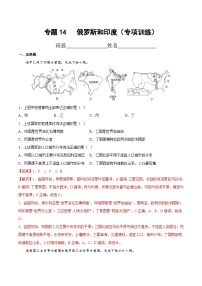 中考地理一轮复习考点过关练习专题14  俄罗斯和印度（专项训练）（含解析）