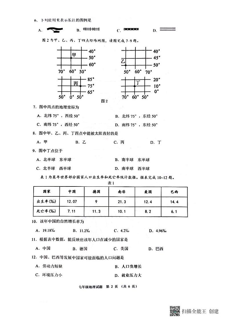 +重庆市巴南区2023-2024学年七年级上学期期末地理试题第2页