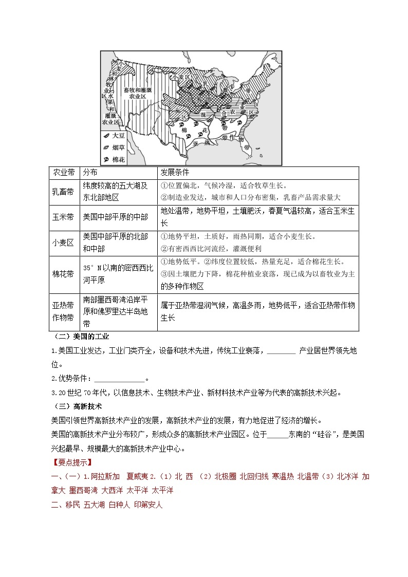 【2024年会考】初中地理一轮复习 专题15 美国和巴西-知识清单（学生+答案版）03