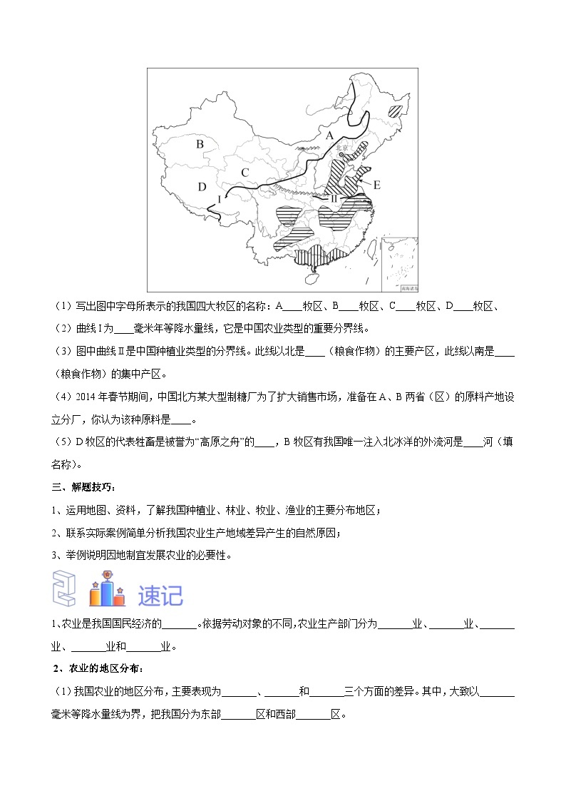 【2024年会考】初中地理专题21 中国的农业-识图速记手册与变式演练（全国通用）（原卷+解析版）02