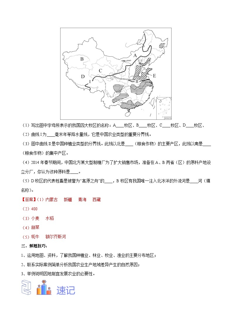 【2024年会考】初中地理专题21 中国的农业-识图速记手册与变式演练（全国通用）（原卷+解析版）02