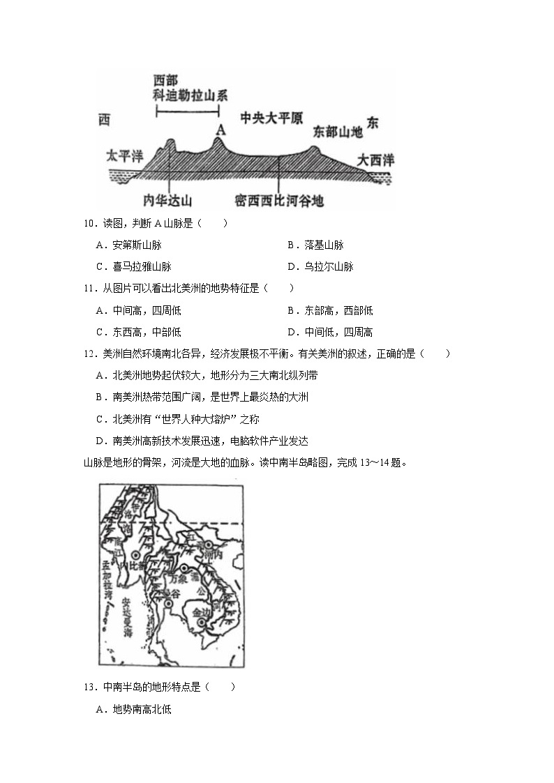 2022-2023学年湖南省长沙市立信中学七年级（下）第一次月考地理试卷03