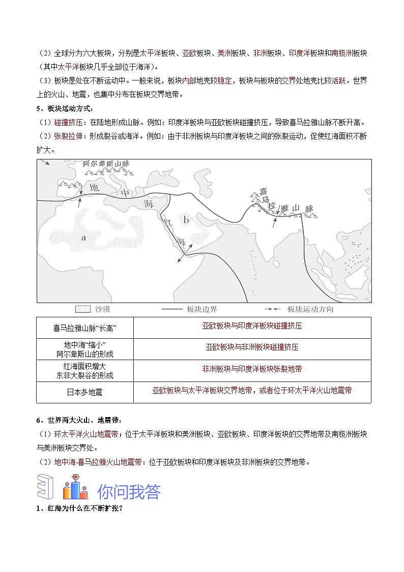 中考地理一轮复习速记手册与变式演练专题05 板块构造学说(含解析)第3页