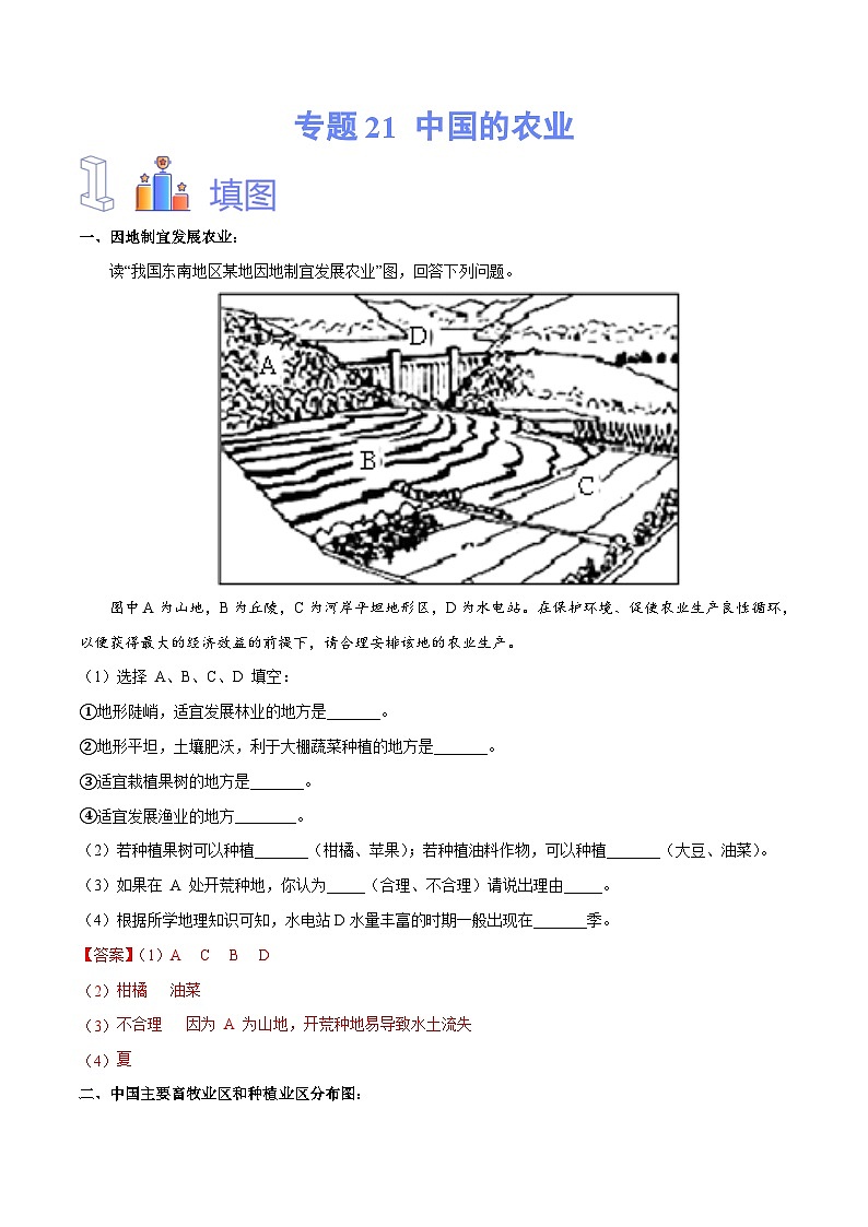 中考地理一轮复习速记手册与变式演练专题21 中国的农业(含解析)第1页